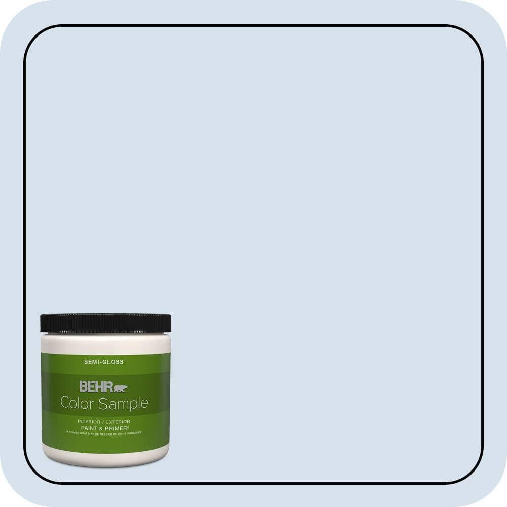 BEHR PREMIUM PLUS 8 oz. #580A-2 Icy Bay Semi-Gloss Interior/Exterior Paint & Primer Color Sample