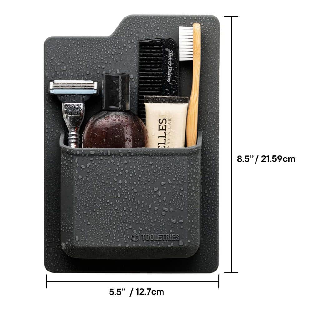 Wudkey Peel-and-Stick Bathroom and Shower Storage Organizer with No-Residue Strong Adhesive Grip in Charcoal (2)