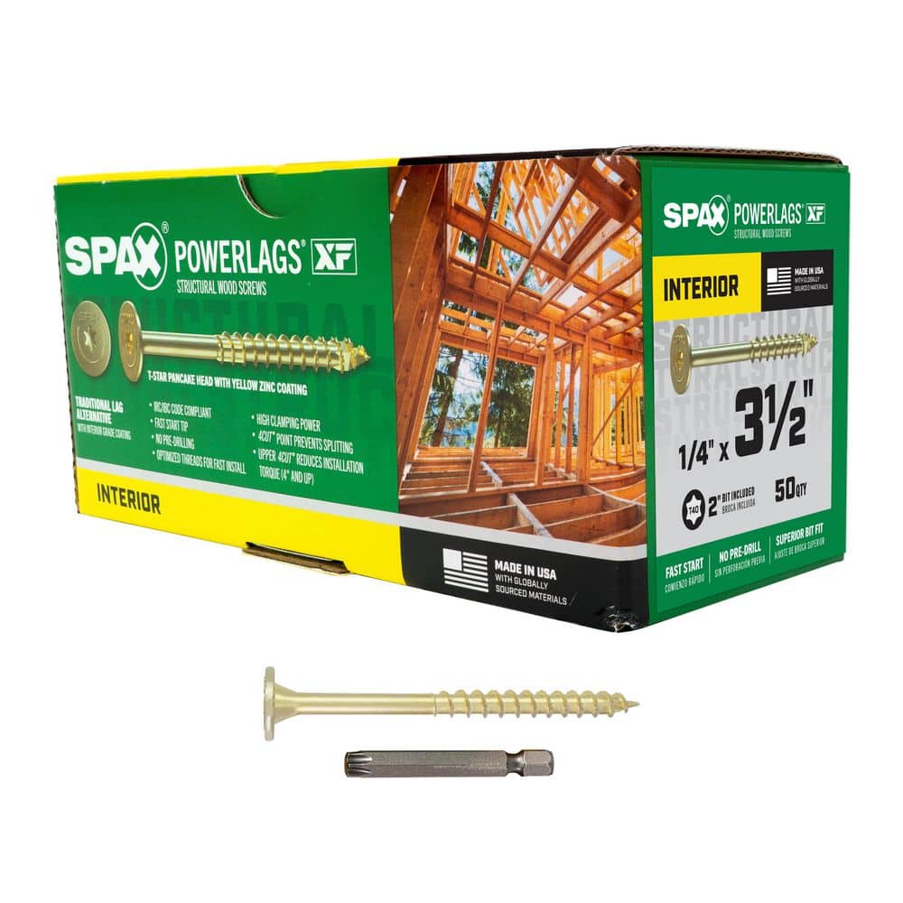SPAX 1/4" x 3-1/2"  Powerlags XF Interior T40 T-Star Pancake Head Structural Wood Lag Screws (50 pcs) (1)
