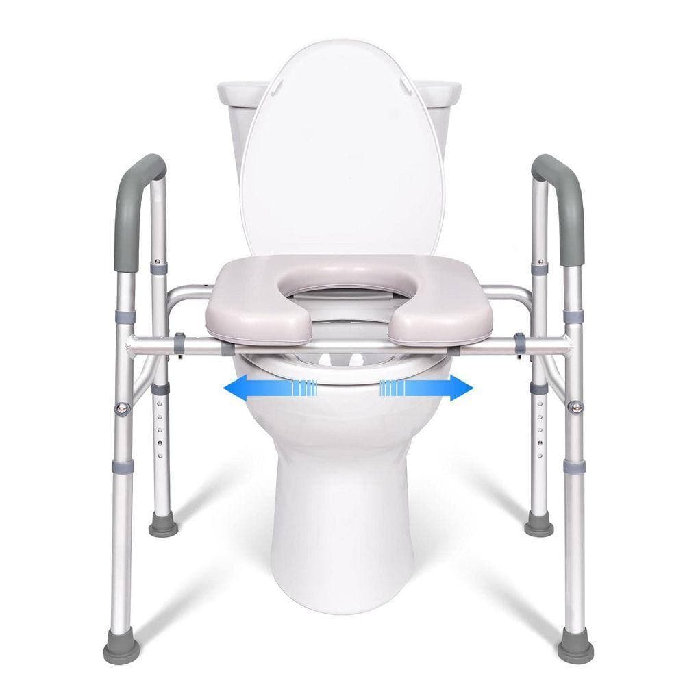 Lynzavix 20 in. W x 19.5 in. L Adjustable Height and Sturdy Elevated Toilet Seat with Durable Non-slip Handles, Padded for Senior