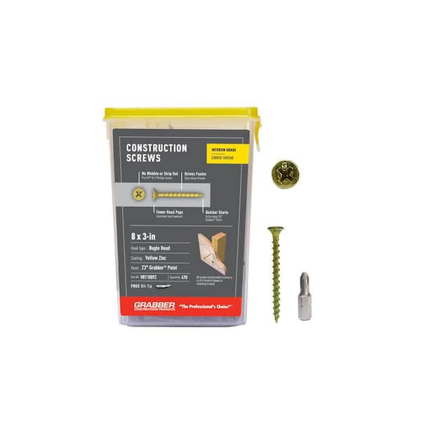 Grabber #8 x 3 in. Gold Phillips Bugle Head Screw (5 lb. per Box)