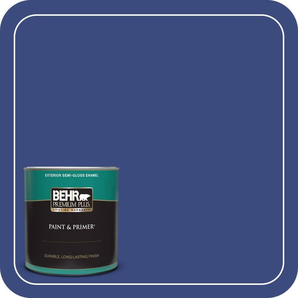 BEHR PREMIUM PLUS 1 qt. #P530-7 Tanzanite Semi-Gloss Enamel Exterior Paint & Primer