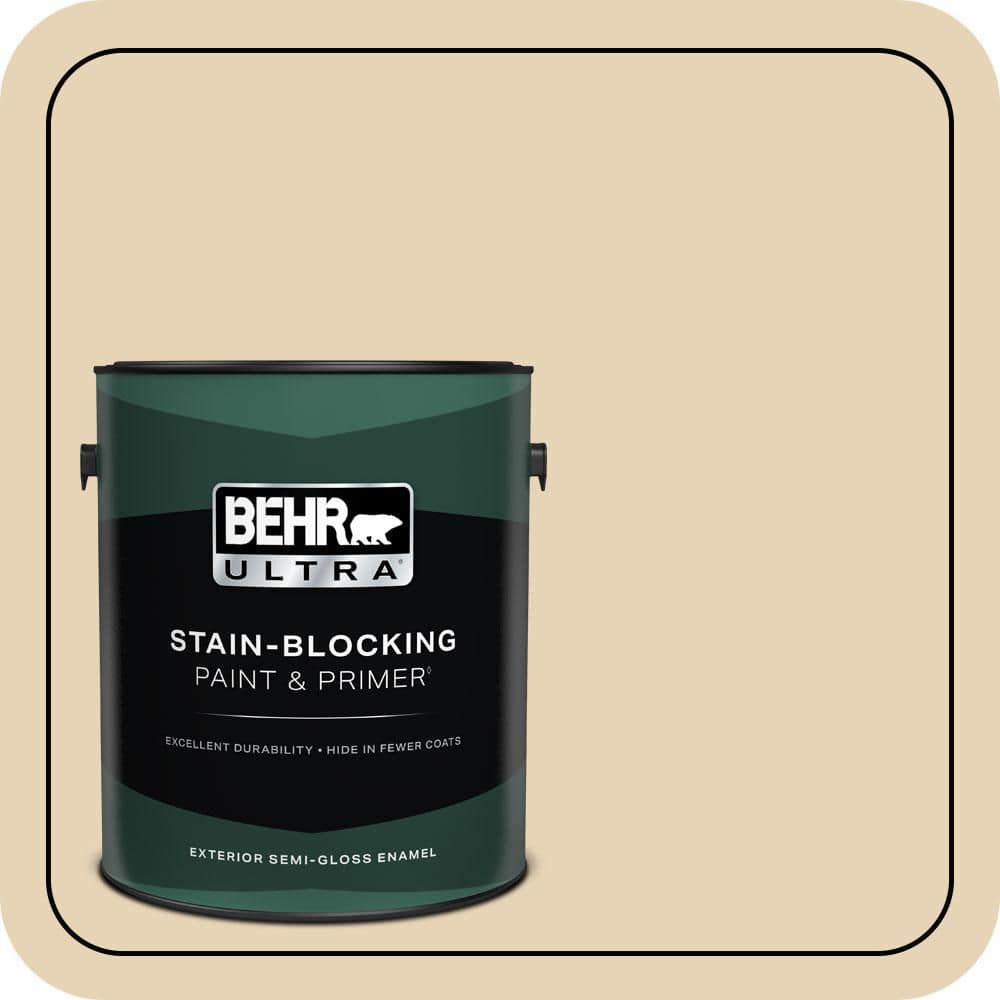 BEHR ULTRA 1 gal. #PPU7-18 Sand Pearl Semi-Gloss Enamel Exterior Paint & Primer