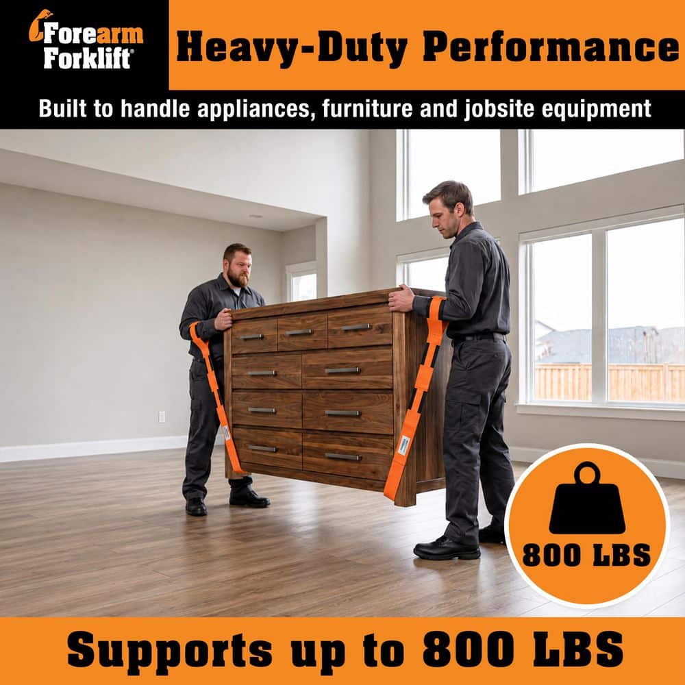 Forearm Forklift 9.4ft. x 3 in. Adjustable Heavy-Duty Moving Straps for Furniture and Appliances, Supports Up to 800 lbs (4)