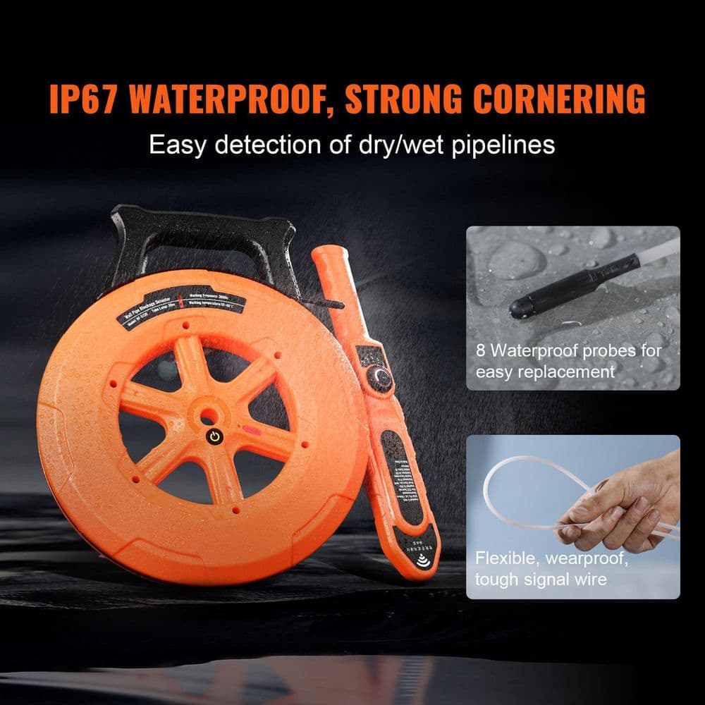 SKYSHALO 100 ft. PVC Pipe Locators, IP67 Waterproof Pipe Blockage Detector with Adjustable Sensitivity, Sewer Wall Scanner (3)