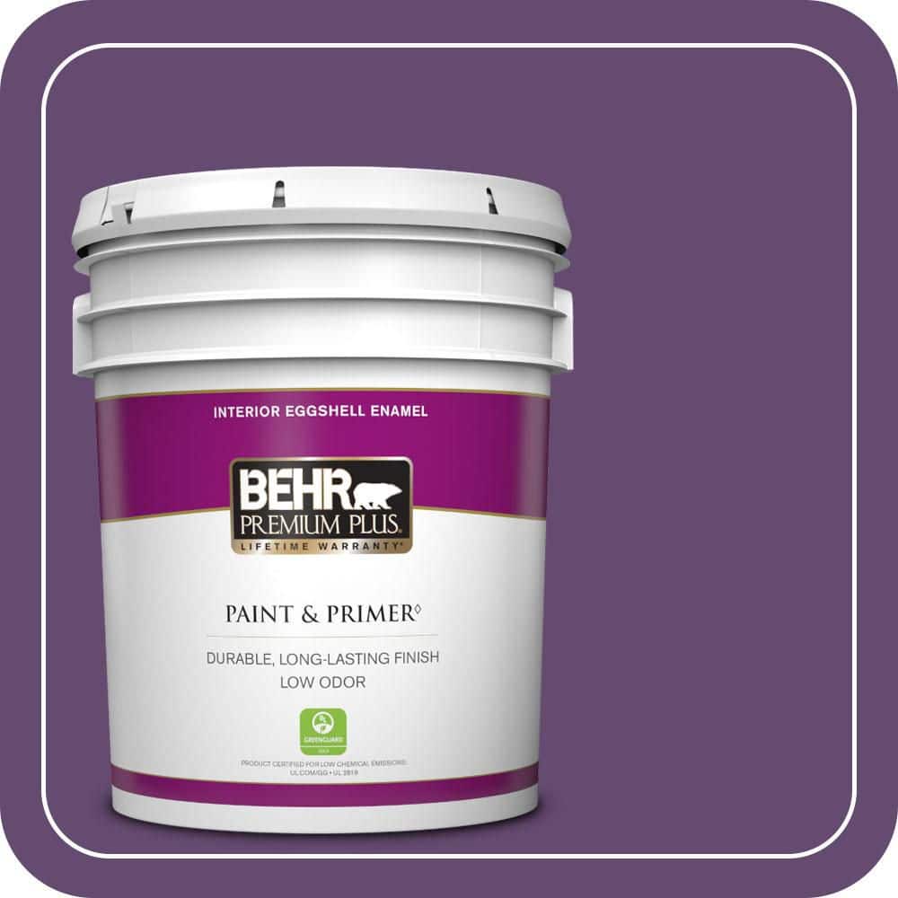 BEHR PREMIUM PLUS 5 gal. #S-G-670 Deep Violet Eggshell Enamel Low Odor Interior Paint & Primer