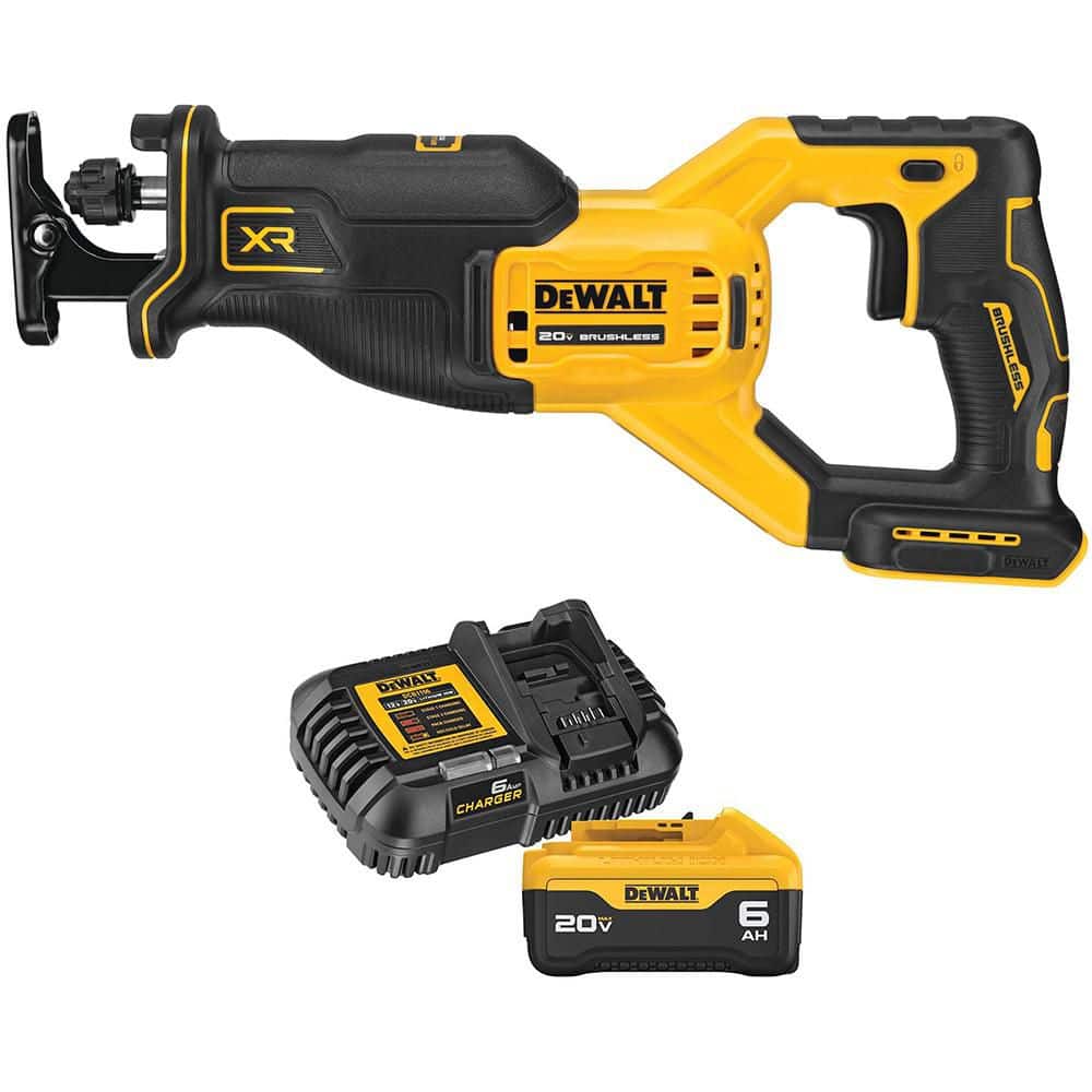 DEWALT 20V MAX XR Lithium-Ion Cordless Brushless Reciprocating Saw with 6.0 Ah Battery Pack and Charger Kit (1)