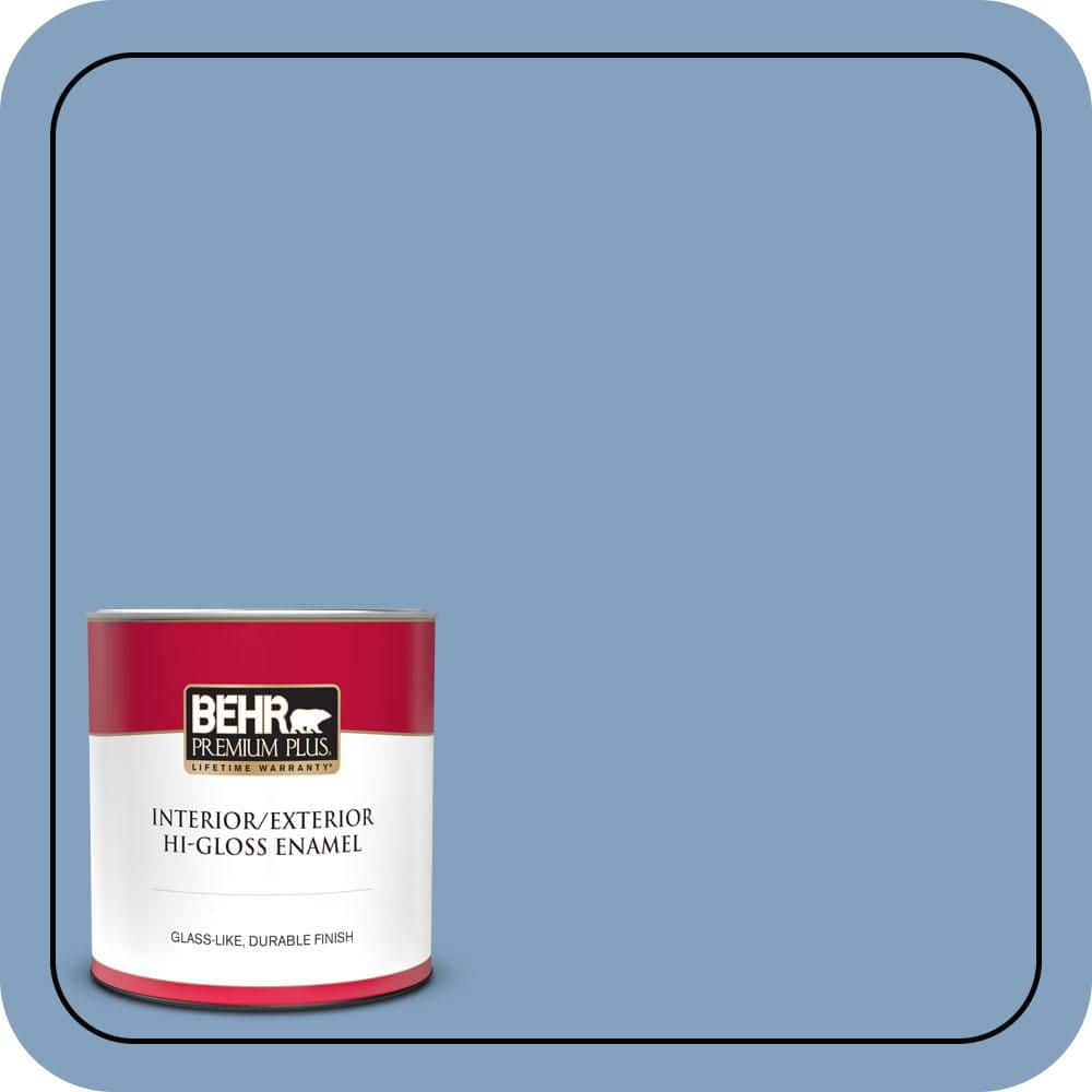 BEHR PREMIUM PLUS 1 qt. #PPU14-07 Hawaiian Sky Hi-Gloss Enamel Interior/Exterior Paint & Primer (1)