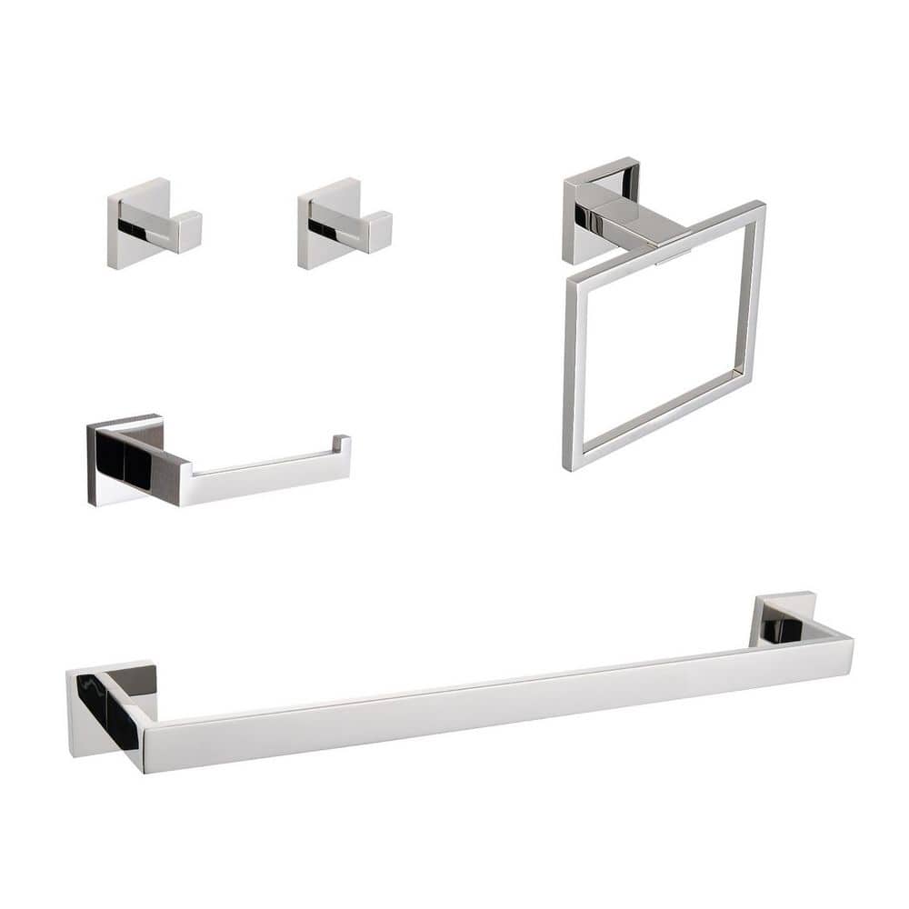 Unbranded 5-Piece Stainless Steel Bathroom Hardware Set with Mounting Hardware