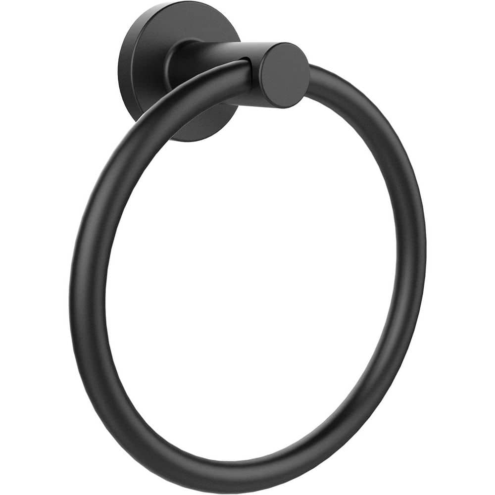 Adrinfly Matte Black Towel Holder Ring 304 Stainless Steel Wall Mount Hand Towel Hanger Space Saving for Bathroom or Kitchen (1)