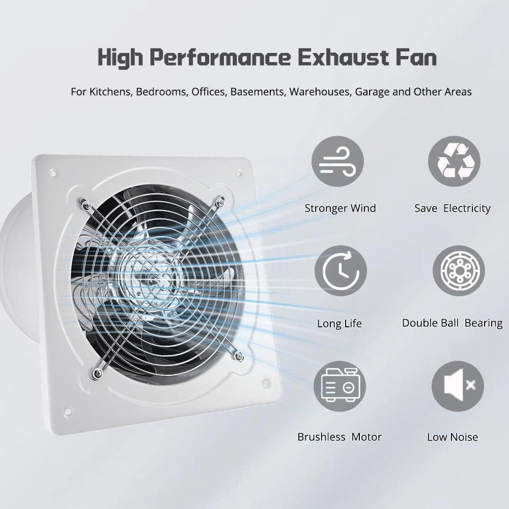 Unbranded 8 in. 735CFM Wall Mounted Ventilation Fan with Overheat Protection Electric Powered Galvanized Steel (3)