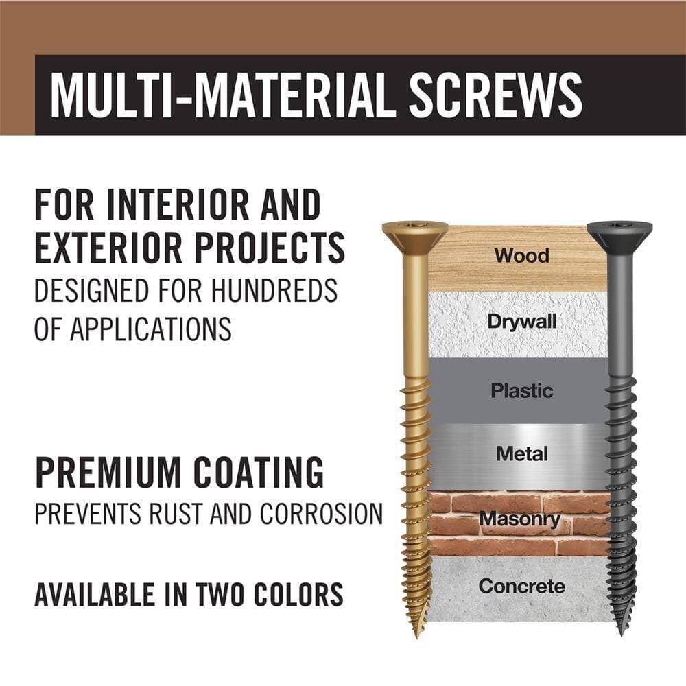 Everbilt 5-Pack #10 x 3 in. Brown 6-Lobe Star Drive Exterior Flat Head Multi-Material Screw (15 lbs. / 1,000-Piece) (3)