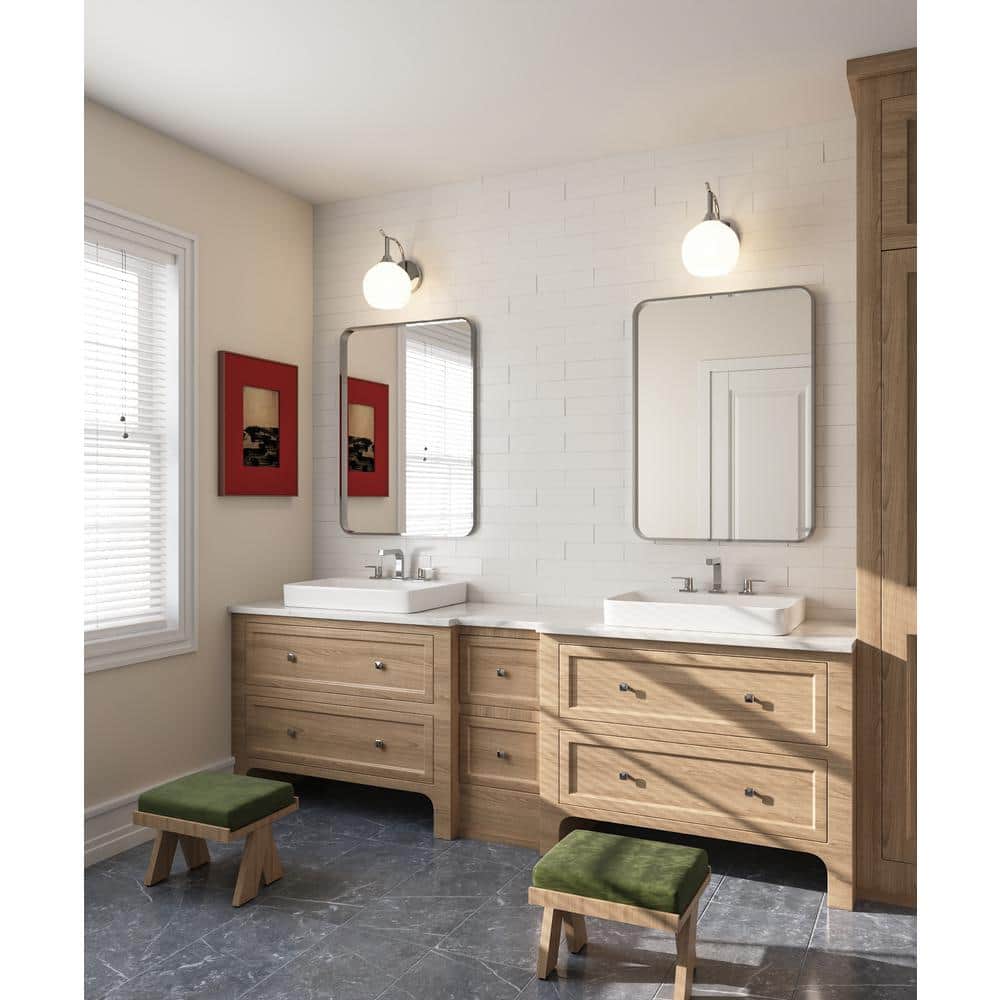 DEERVALLEY 23.8 in. L x 19 in. W Rectanglar Ceramic Bathroom Semi Recessed Vessel Sink in White with Overflow and 8 in. Faucet Hole (2)