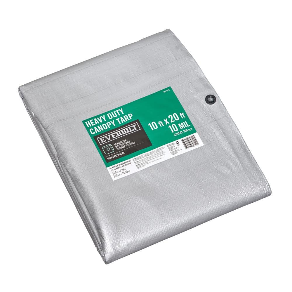 Everbilt 10 ft. x 20 ft. Black and Silver Heavy Duty Tarp