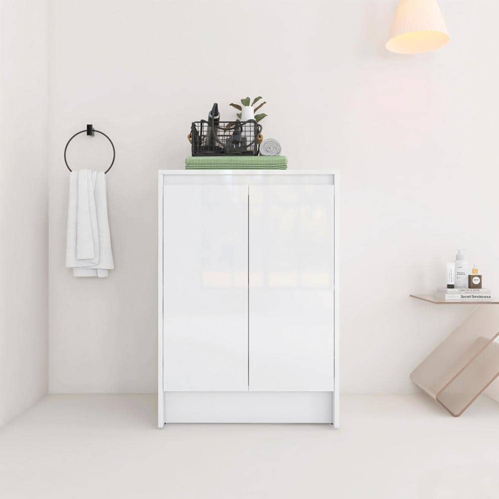 UPIKER 23.4 in. W Freestanding Storage Cabinet in Glossy White Unassembled (1)