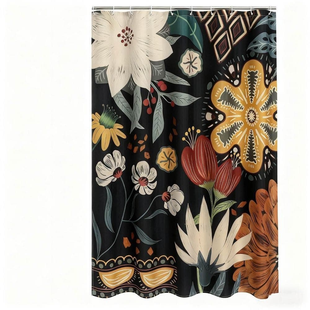 Wudkey Tropical Leaves Fabric Shower Curtain, 72 in. W x 72 in. L Abstract Floral Bathroom Decor for Modern Farmhouse (1)