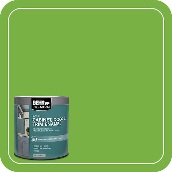 BEHR PREMIUM 1 qt. #S-G-430 Sparkling Apple Satin Enamel Interior/Exterior Cabinet, Door & Trim Paint (2)