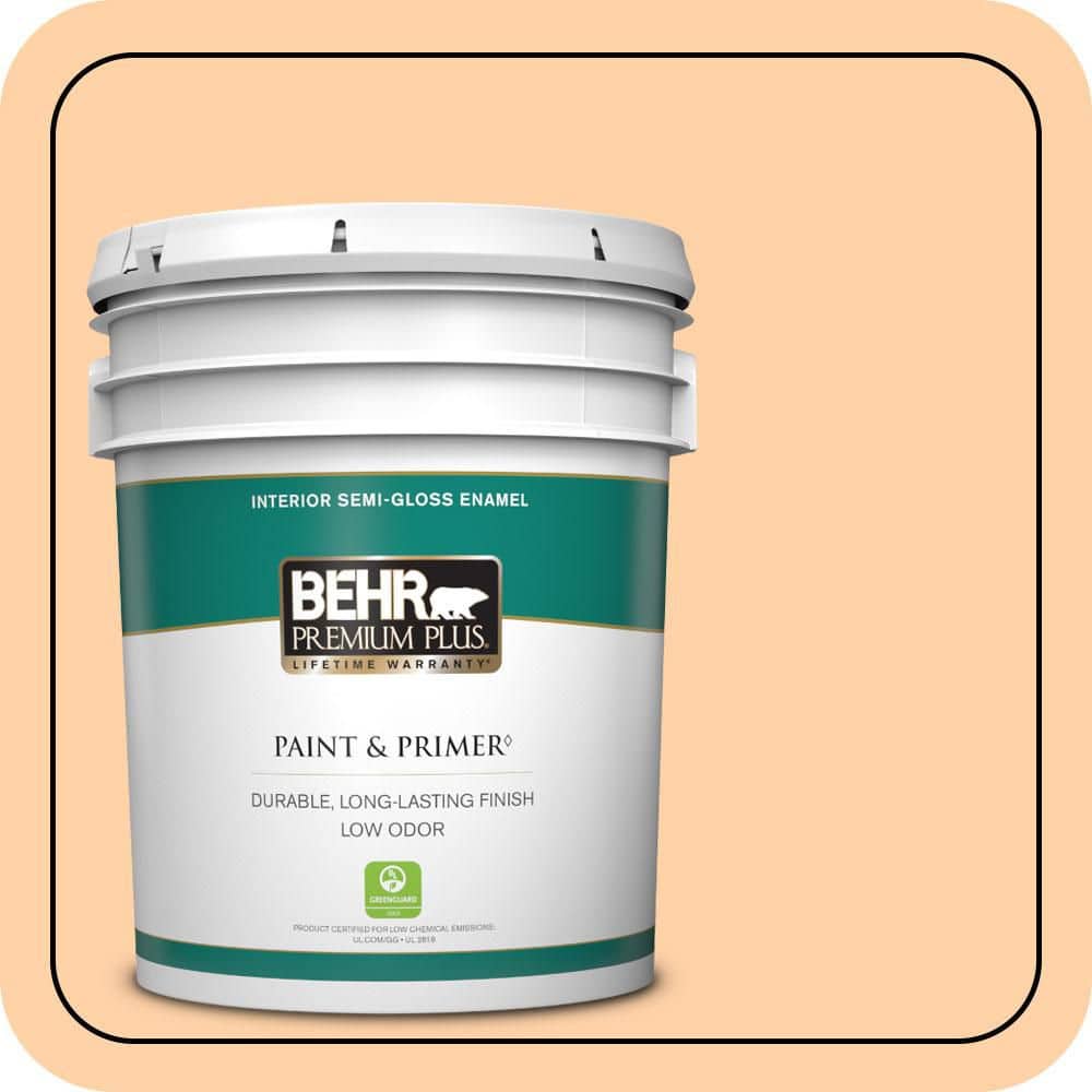 BEHR PREMIUM PLUS 5 gal. #P230-3 Vitamin C Semi-Gloss Enamel Low Odor Interior Paint & Primer