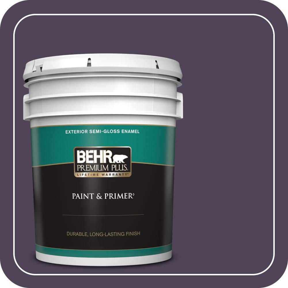 BEHR PREMIUM PLUS 5 gal. #S-H-660 Blackberry Harvest Semi-Gloss Enamel Exterior Paint & Primer