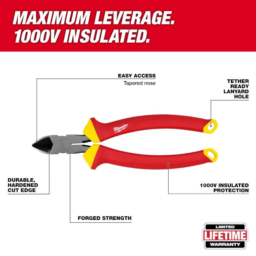 Milwaukee 1000V Insulated 8 in. Diagonal Cutting Pliers (2)
