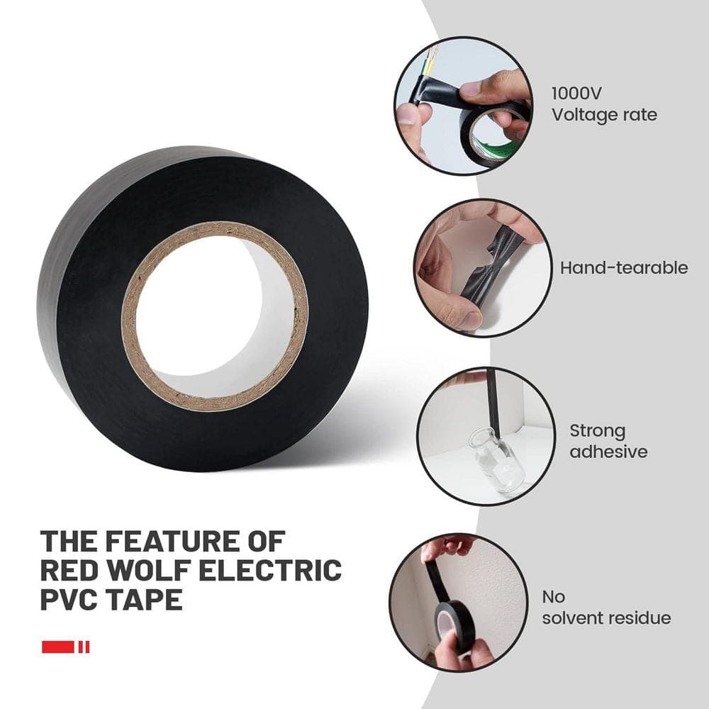 Yichuhaoxi 1/2 x 66 ft. Electrical Tape Flame Retardant Waterproof PVC 1000-Volt for Industrial Auto Wiring 3 Rolls Black (3)