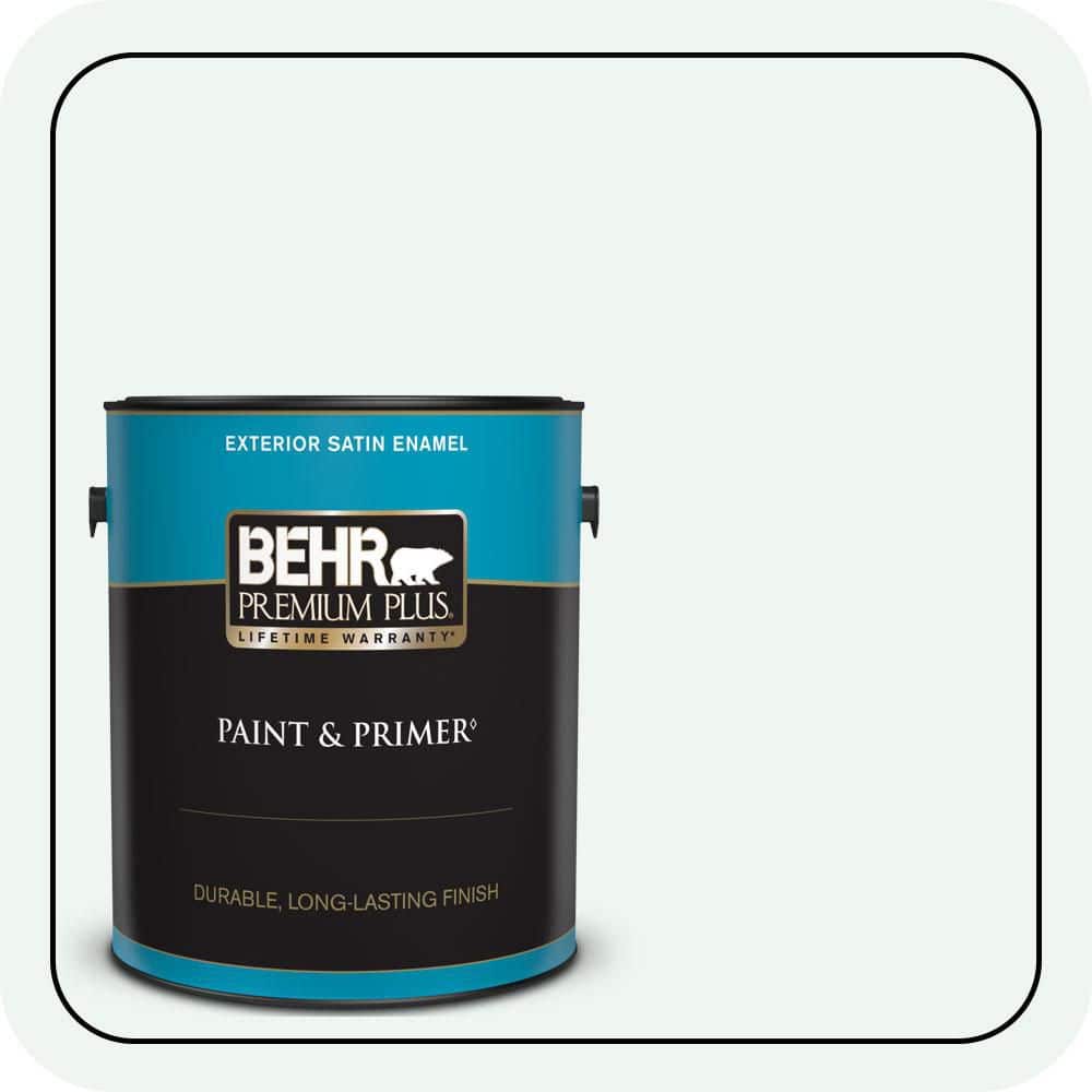 BEHR PREMIUM PLUS 1 gal. #T13-14 Heavy Sugar Satin Enamel Exterior Paint & Primer
