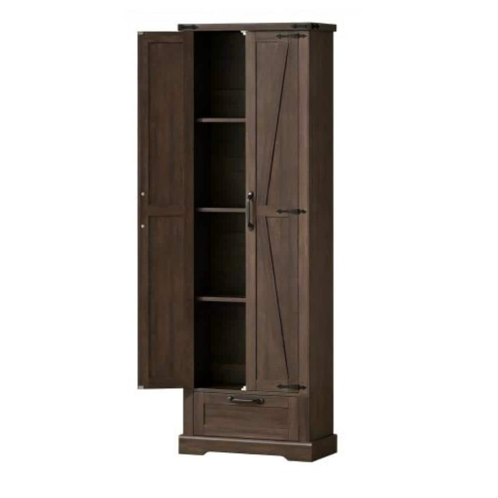 Unbranded 23.7 in. W x 11.9 in. D x 70.9 in. H Bathroom Brown Linen Cabinet (1)
