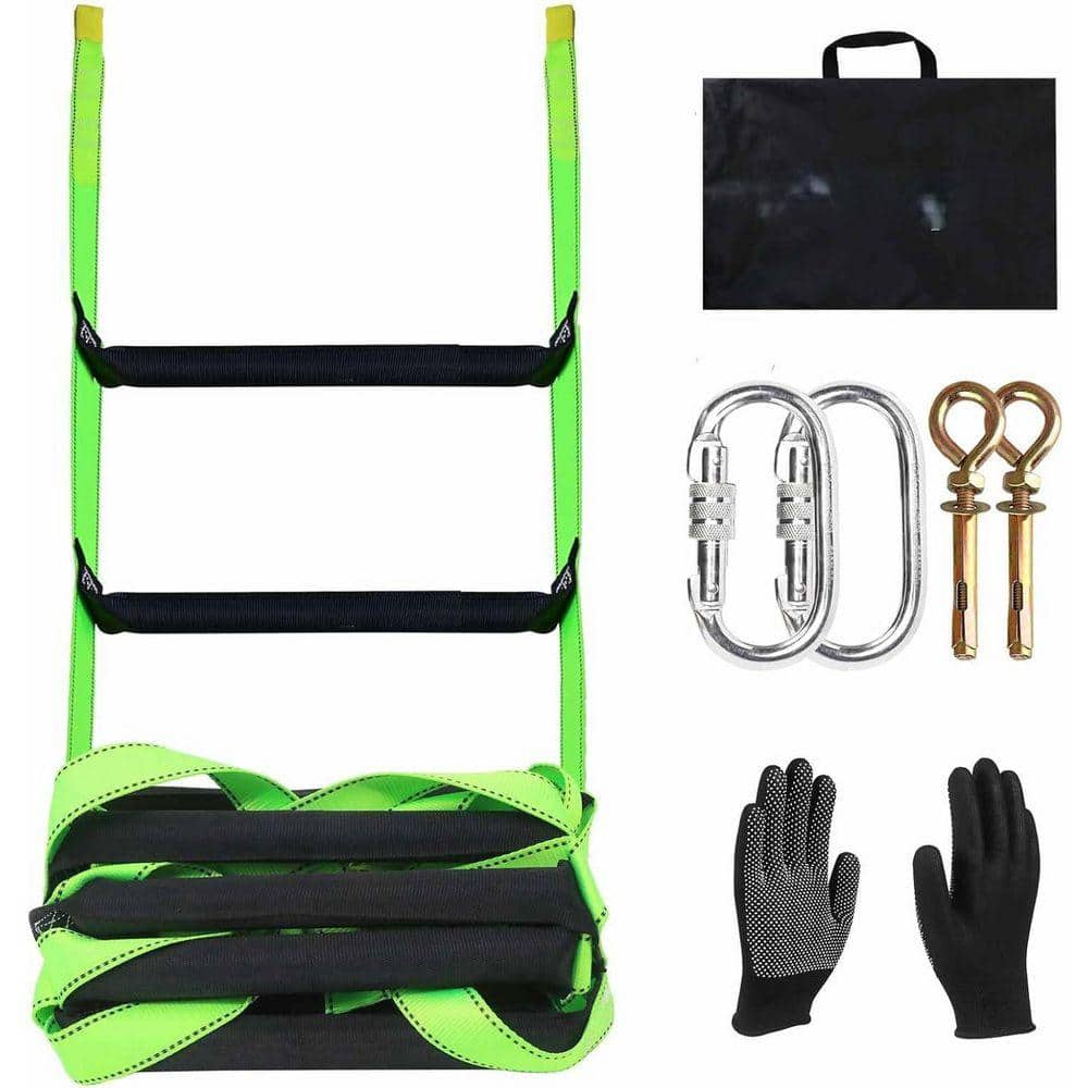 Unbranded 16 ft. 2-Story Emergency Fire Escape Ladder, 1300 lb. Load Capacity Flame Resistant Rope Ladder with Hooks (1-Pack)