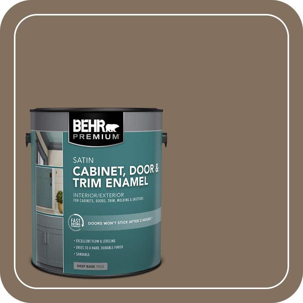 BEHR PREMIUM 1 gal. #PPU5-04 Mocha Latte Satin Enamel Interior/Exterior Cabinet, Door & Trim Paint (1)