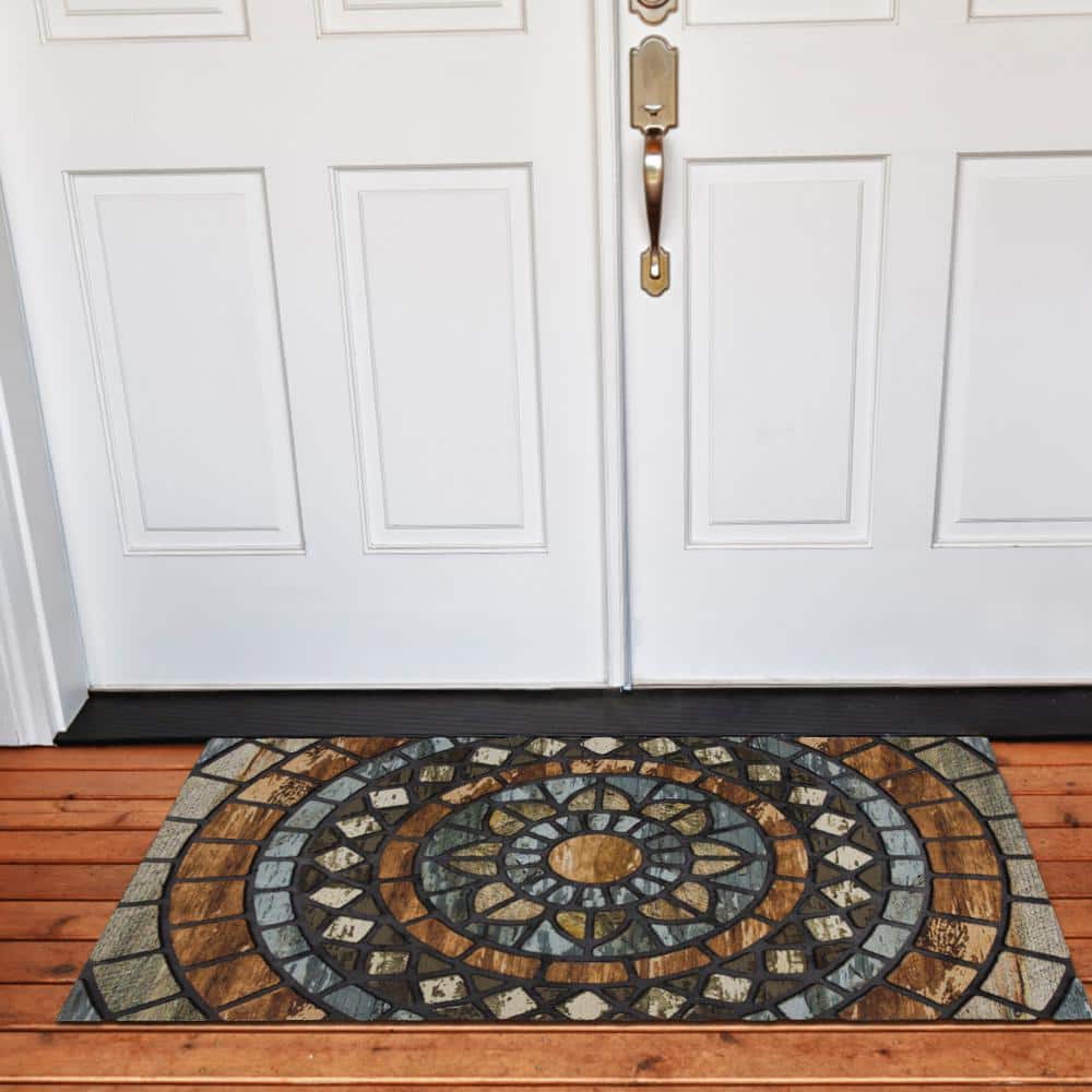 StyleWell Mosaic Multi 18 in. x 30 in. Rubber Non-Slip Outdoor Door Mat (4)