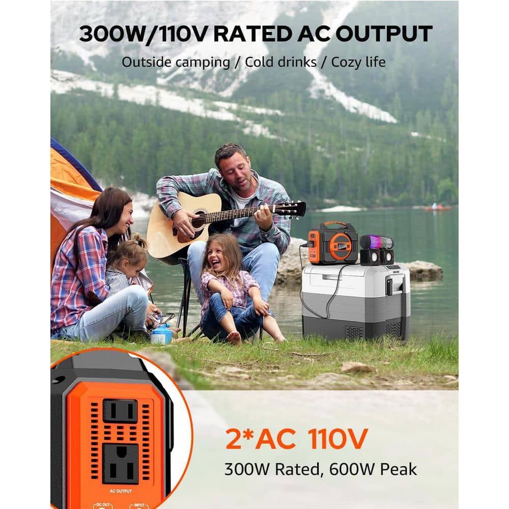 Lukyamzn 300-Watt Monocrystalline Solar Panel, Generator 220Wh Power Station w/ 40-Watt Panels 110-Volt AC Outlet Pure Sine Wave (2)