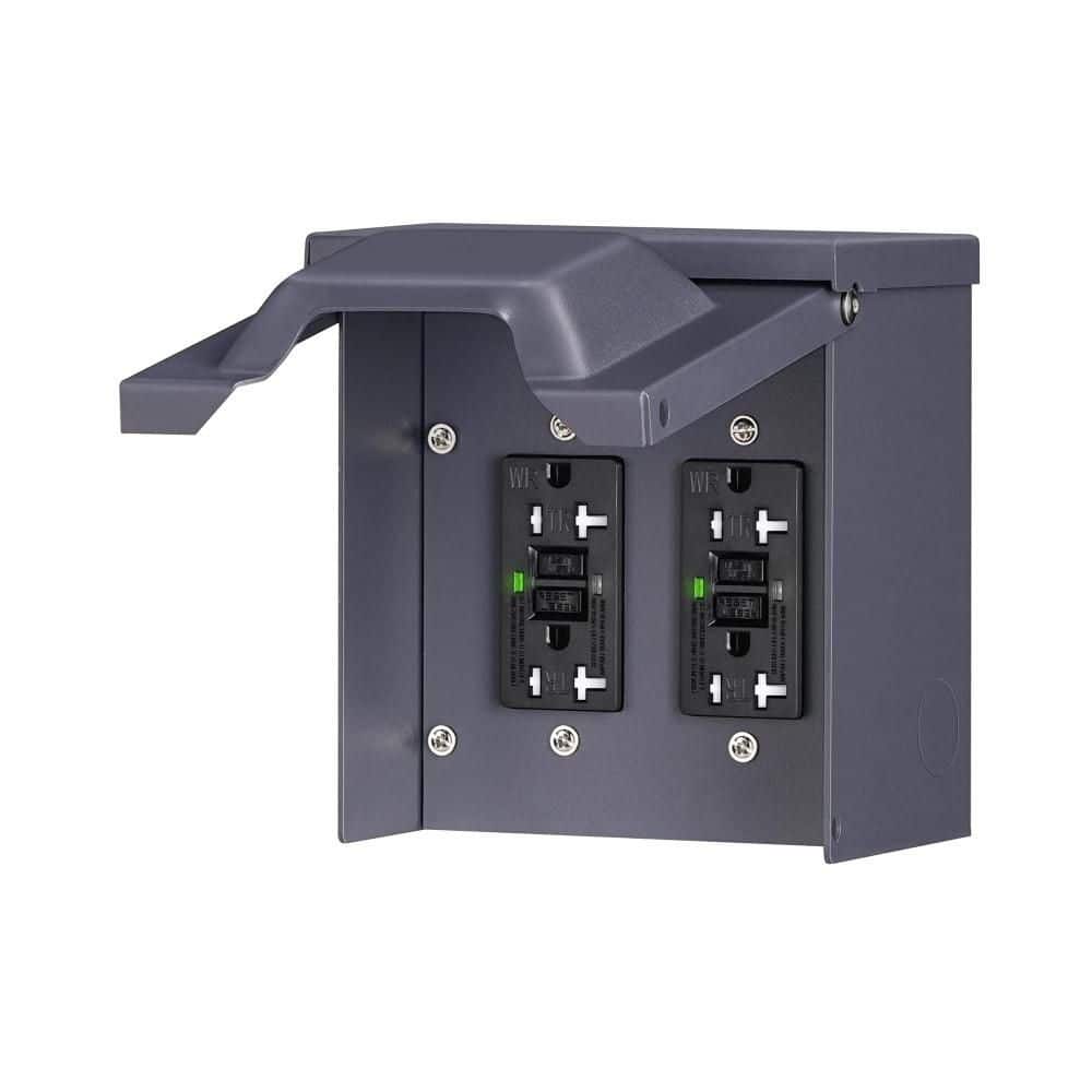 Helhom Outdoor Outlet Box, Waterproof 2 Gang Electrical Box, Enclosure Outdoor Receptacle Box with Cover for Exterior Use (1)