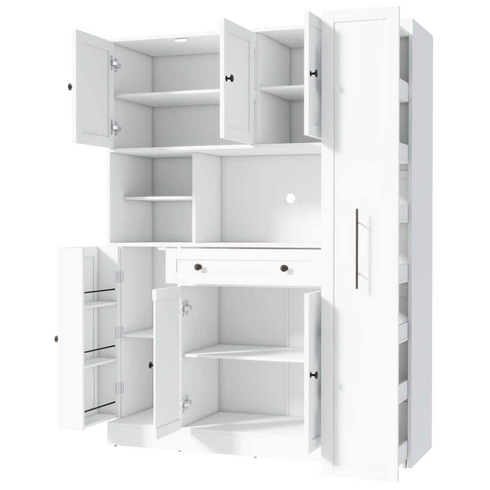COWLOWN 52.8 in. W x 17.7 in. D x 70 in. H Bathroom White Linen Cabinet (1)