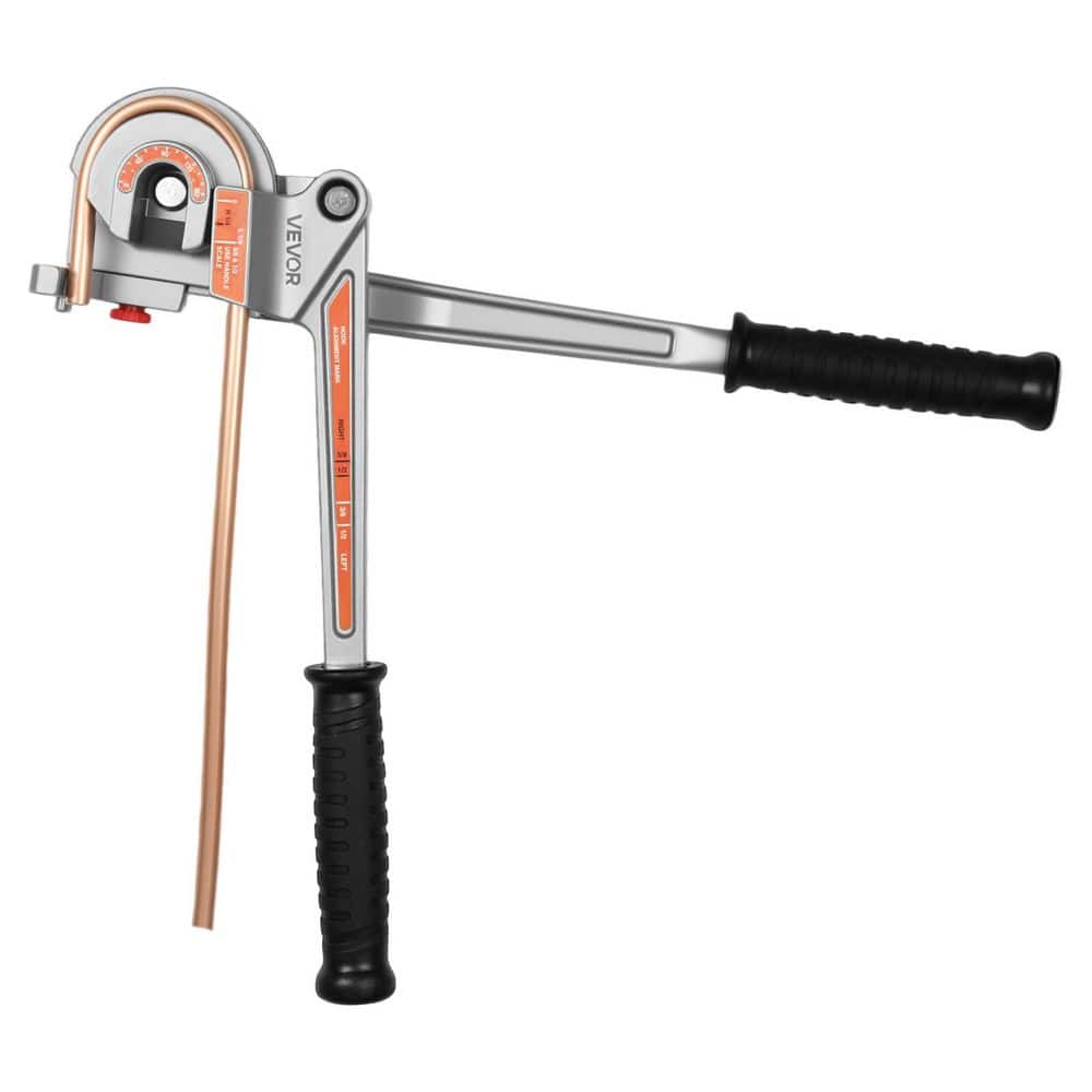 VEVOR 3 in 1 Pipe Bender 1/4 in. to 1/2 in. Manual Level Tube Bender 0 to 180 degrees Aluminum for HVAC AC Refrigerator Repair