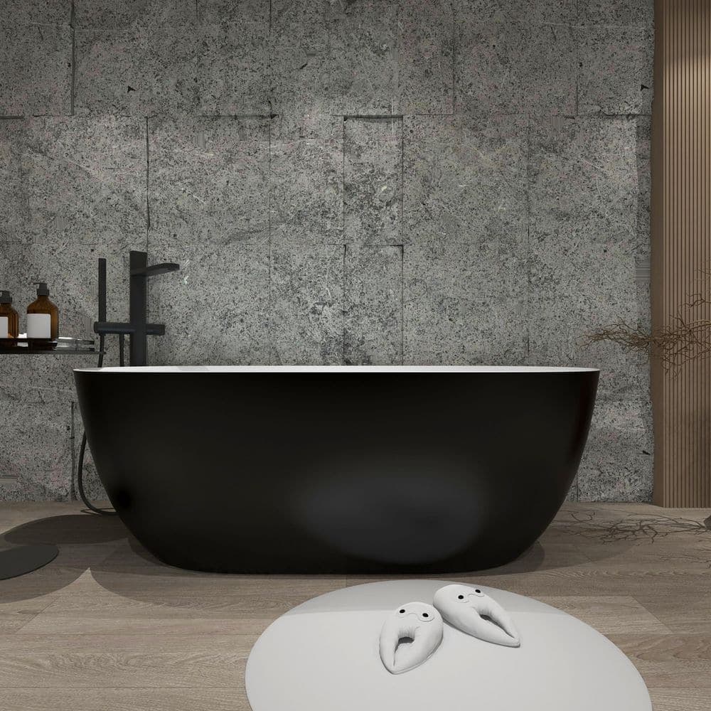Unbranded 51 in. x 27.5 in. Acrylic Freestanding Soaking Bathtub Flat Bottom Stand Alone Tub A25MB Free Standing Tub (3)