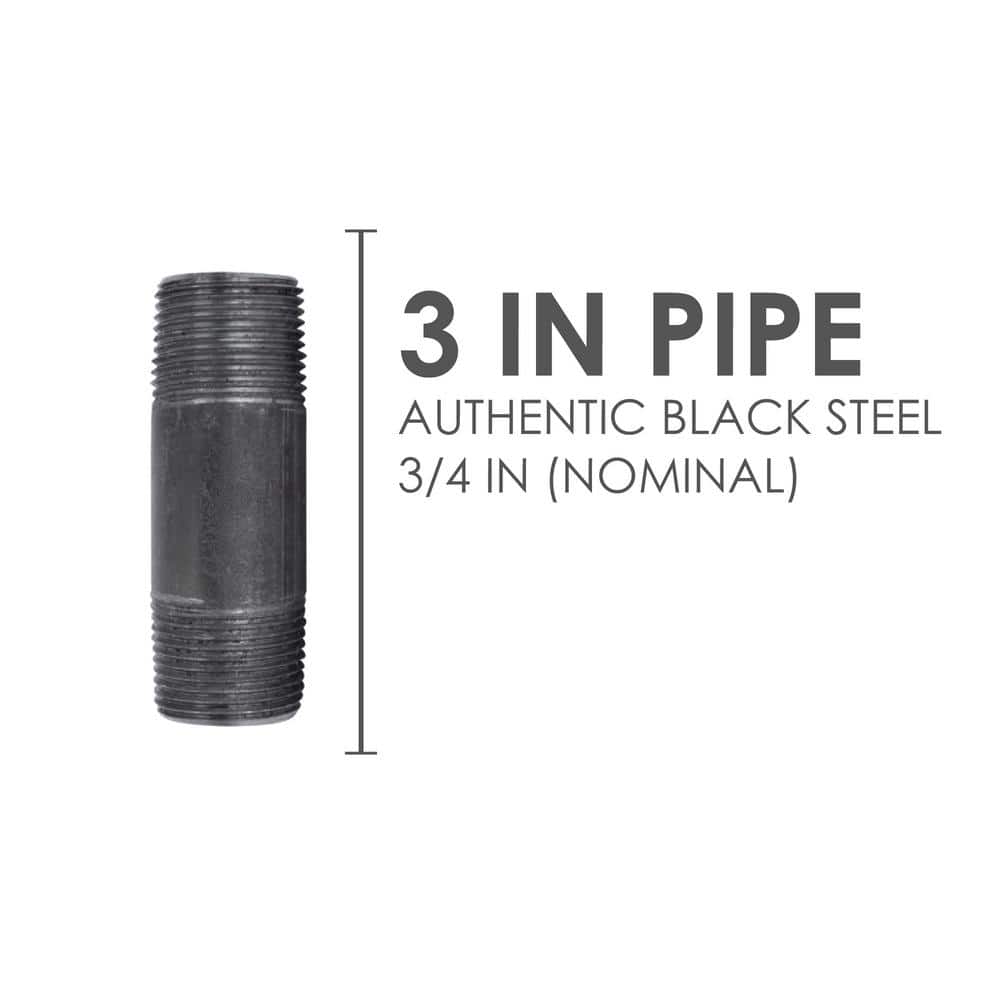 STZ 3/4 in. x 3 in. Black Steel Nipple (2)