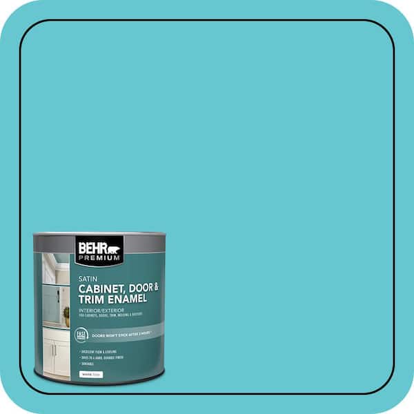 BEHR PREMIUM 1 qt. #P470-4 Paradise Sky Satin Enamel Interior/Exterior Cabinet, Door & Trim Paint (2)