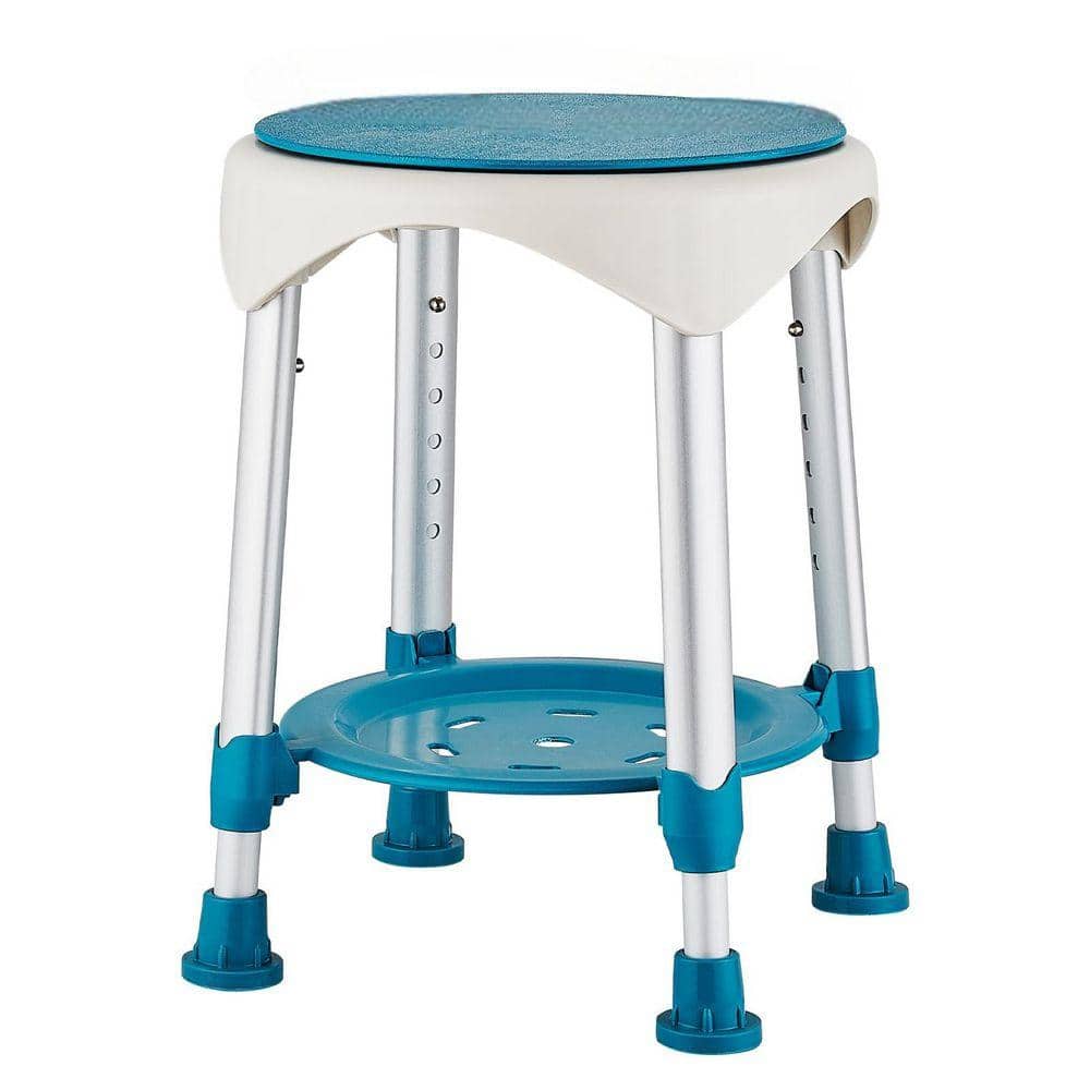 Lynzavix 18 in. W Freestanding 360° Rotating Shower Seat with Storage Tray Adjustable Height in Green (1)
