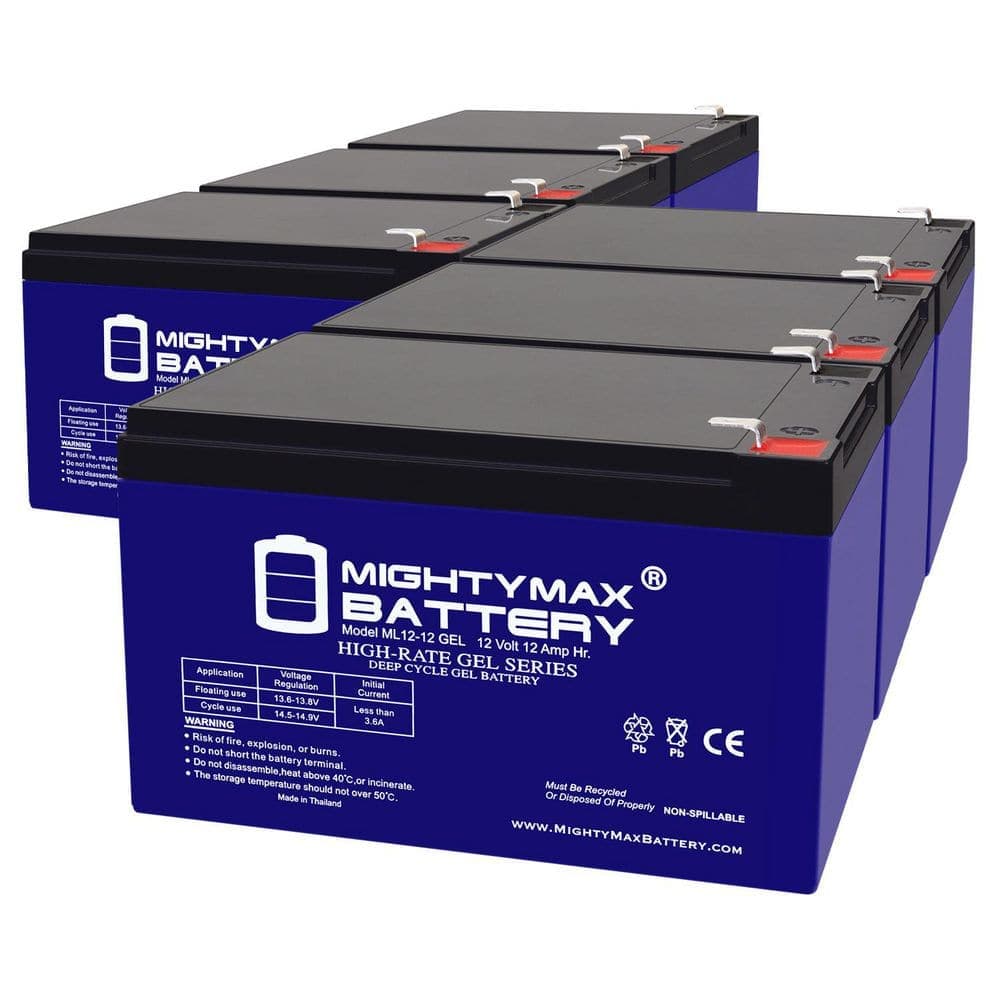 Mighty Max Batteries 12V 12AH GEL F2 Replacement Battery Compatible with Valley Dynamo Great 8 Billiards Pool Table - 6 Pack (1)