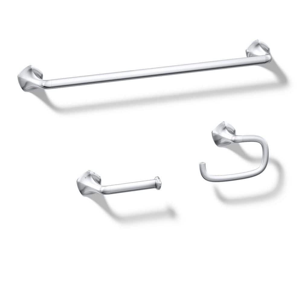 KOHLER Sundae Bath Hardware Set with Towel Rack/Towel Bar/Toilet Paper Holder (1)