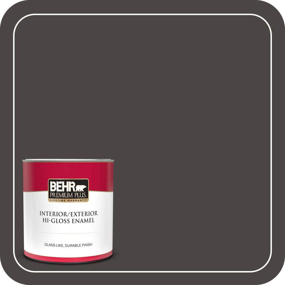 BEHR PREMIUM PLUS 1 qt. #T16-01 Black Pearl Hi-Gloss Enamel Interior/Exterior Paint & Primer (1)