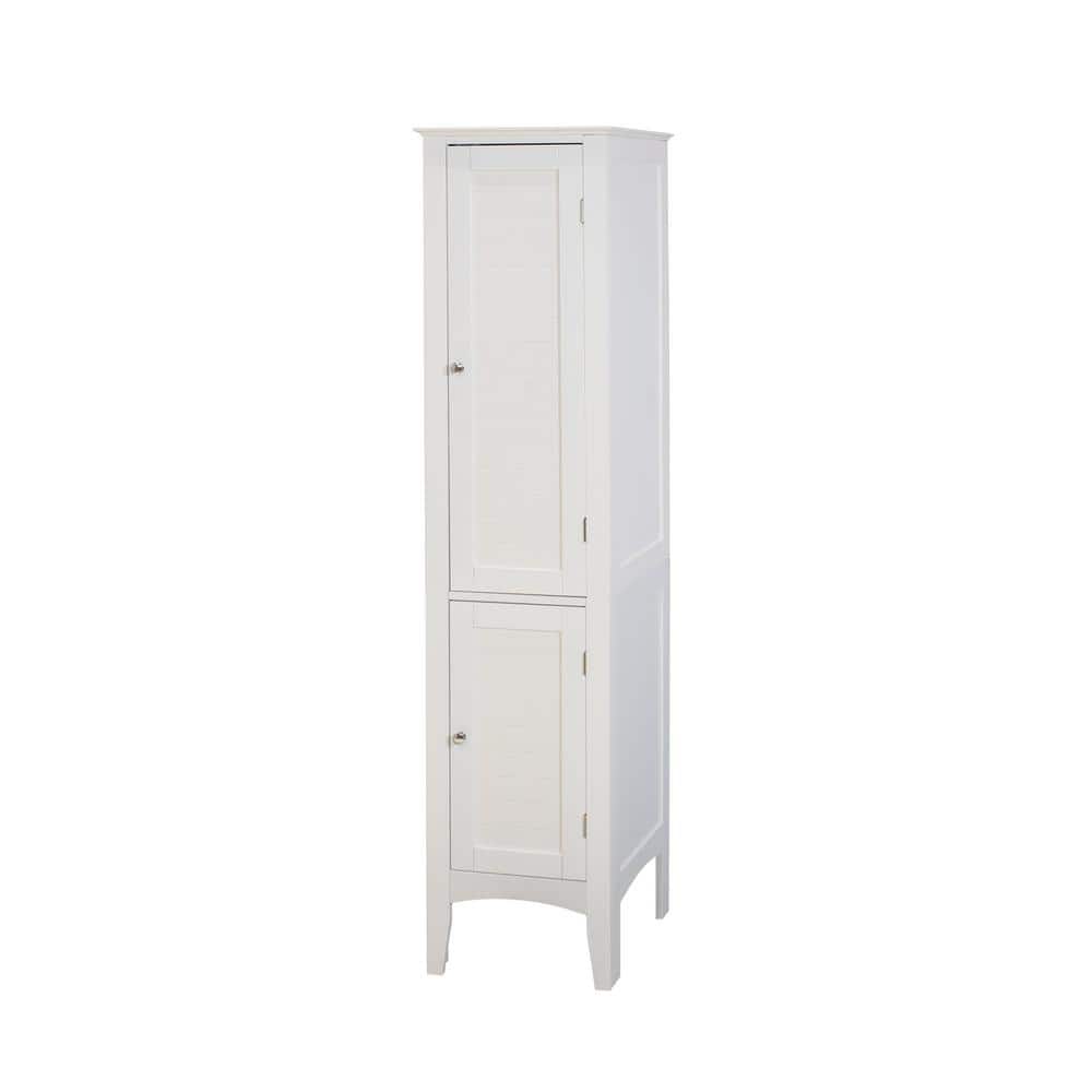 Tatahance 15.3 in. W x 15.3 in. D x 63 in. H White Narrow Tower Freestanding Linen Cabinet with 2 Shutter Doors (1)