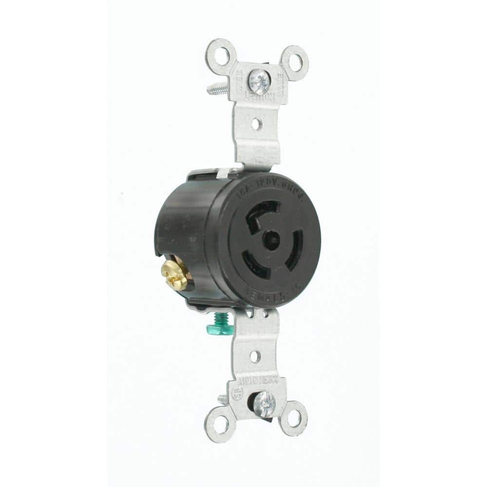 Leviton 15 Amp 125-Volt Industrial Grade Locking Outlet, Black 4710 (2)