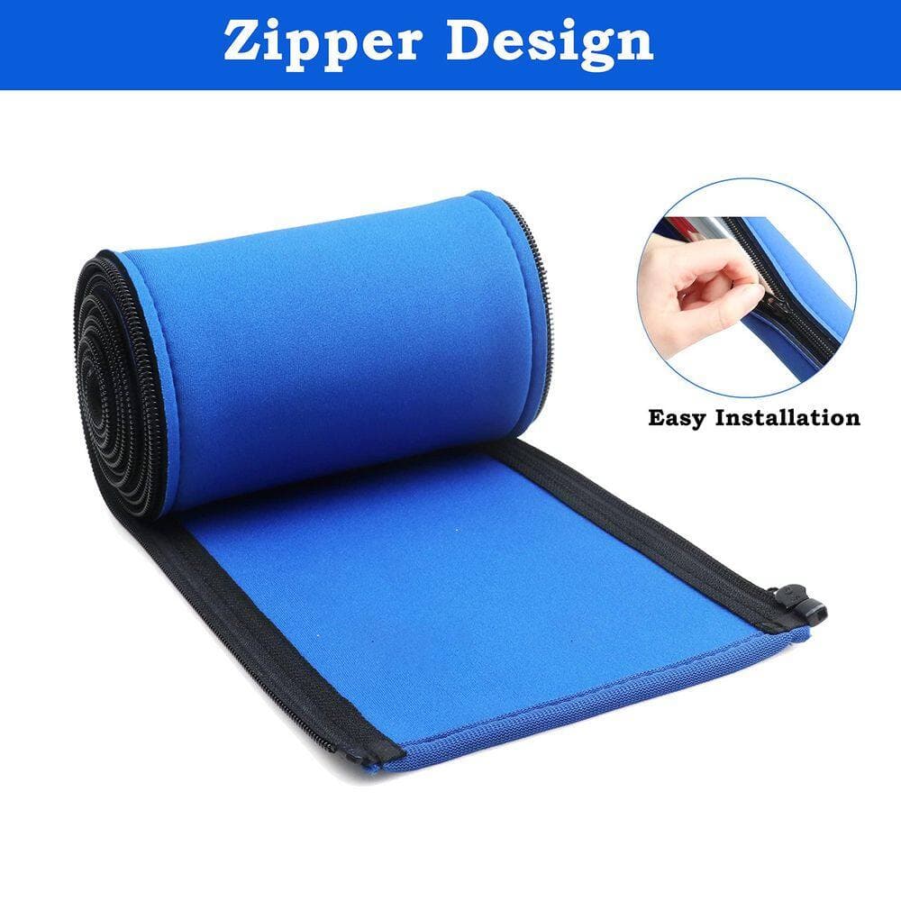 NVNOO 8 ft. Slip Resistant Zippered Hand Grip Pool Safety Handrail Cover for Inground Swimming Pool, Blue (2)
