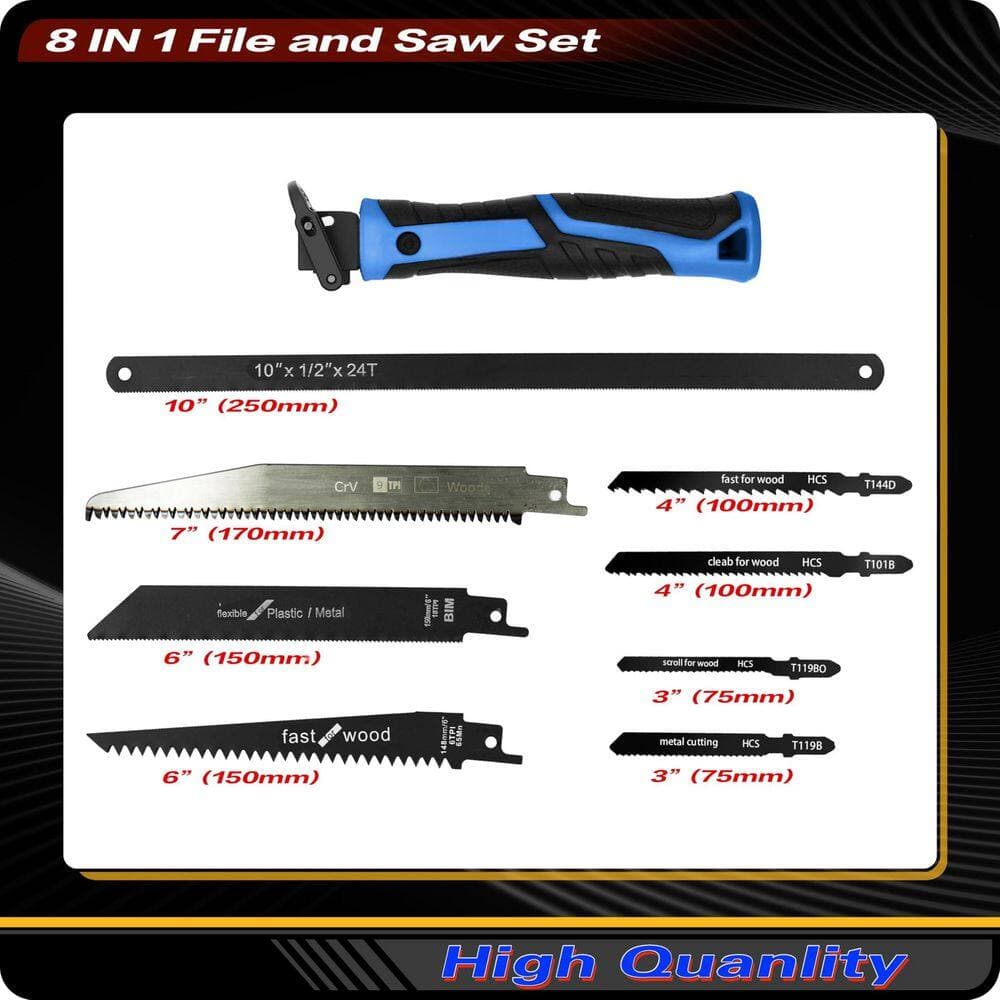xinyoec 8-In-1 Multi-Purpose Hand Saw Blue Handle Cutting Tool Quick Change Blade for Drywall, Wood, Metal and Plastic (2)