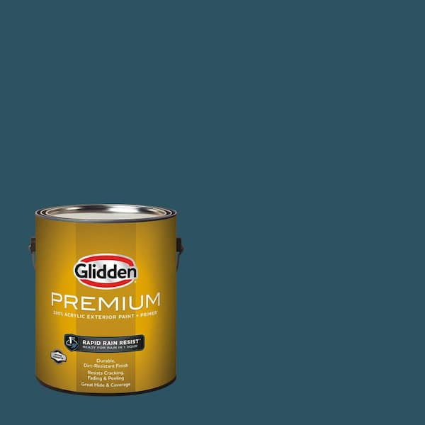 Glidden Premium 1 gal. PPG1149-7 Blue Bayberry Satin Exterior Latex Paint (2)