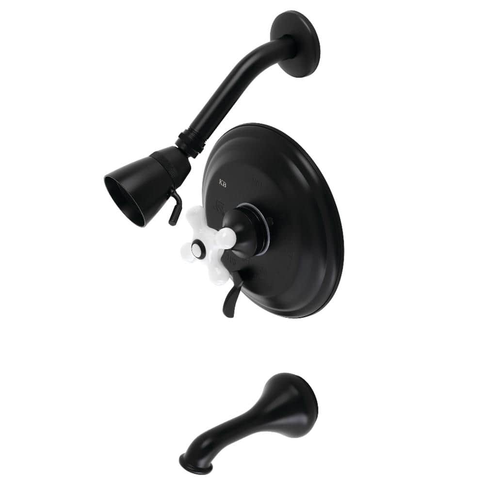 Kingston Brass Restoration Single Handle 1-Spray Tub and Shower Faucet 2 GPM with Pressure Balance in Matte Black