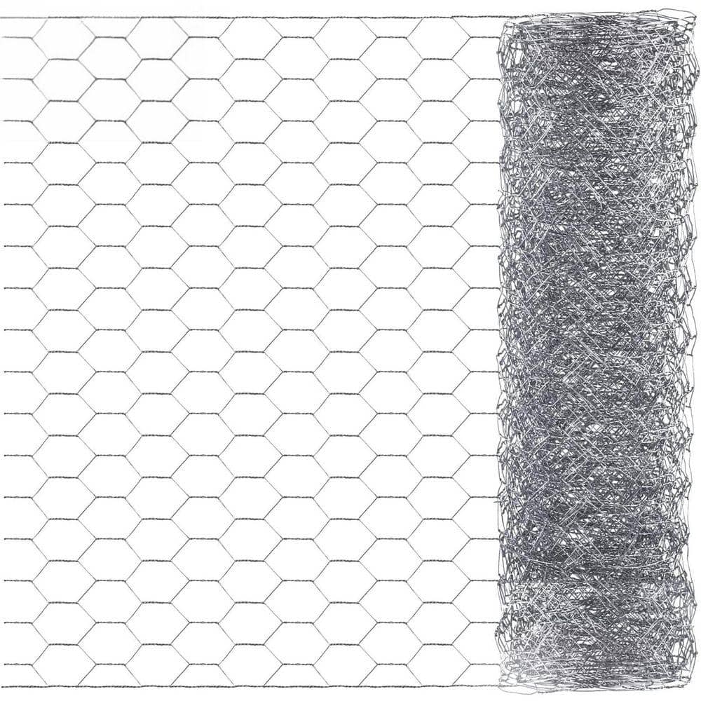 KIWDZFU 13.7 in. x 236 in. Hexagonal Galvanized Mesh Garden Fence Barrier for Craft Projects and Pet Fencing Welded wire (1)