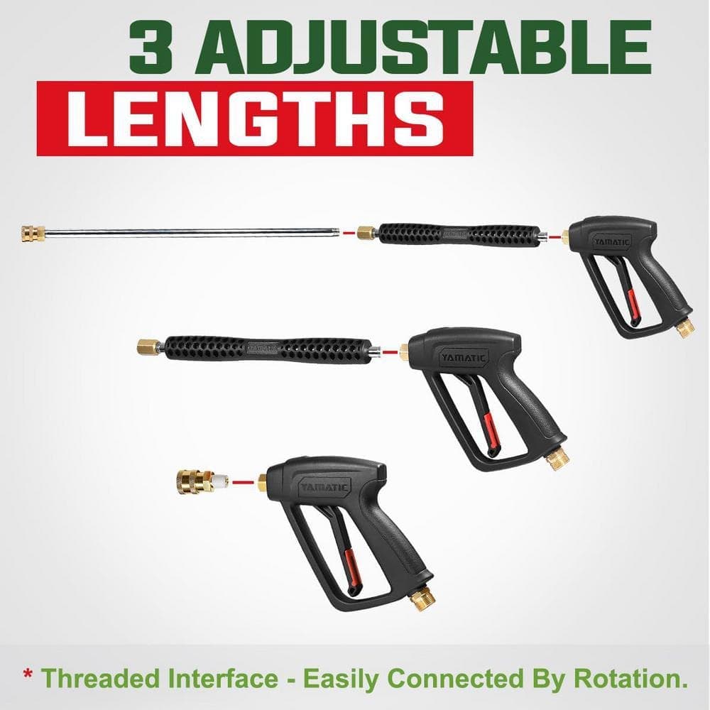 Angel Sar 4000 PSI Pressure Washer Gun and Wand with 5 Spray Nozzles, M22-14mm & M22-15mm Fitting Replacement Black (3)