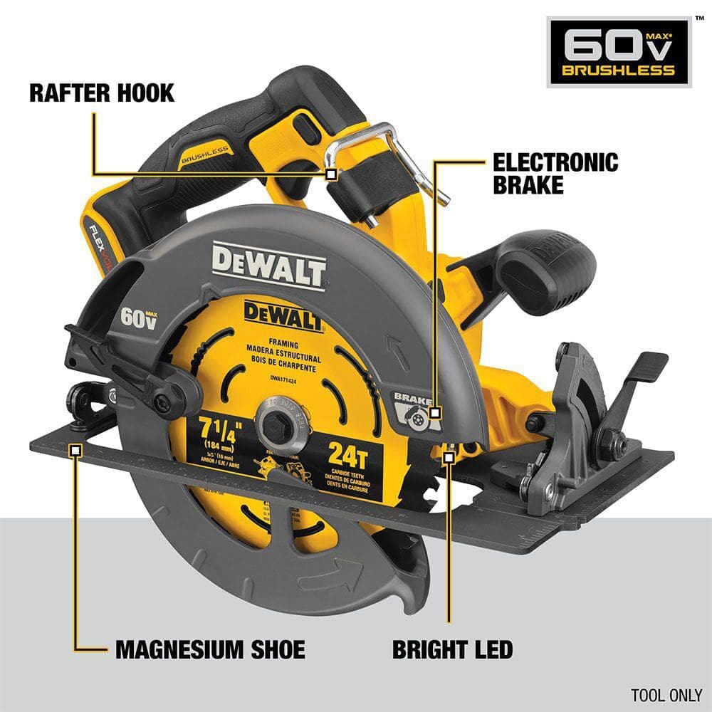 DEWALT FLEXVOLT 60V MAX Cordless Brushless 7-1/4 in. Circular Saw with Brake (Tool Only) (3)